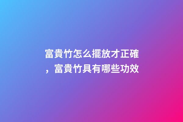 富貴竹怎么擺放才正確，富貴竹具有哪些功效